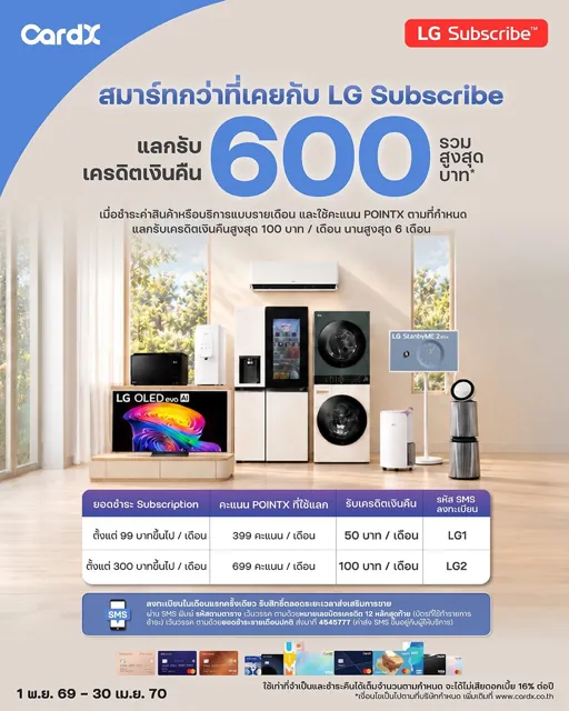 โปรบัตรเครดิต CardX · SCB WEALTH กับ LG Subscribe