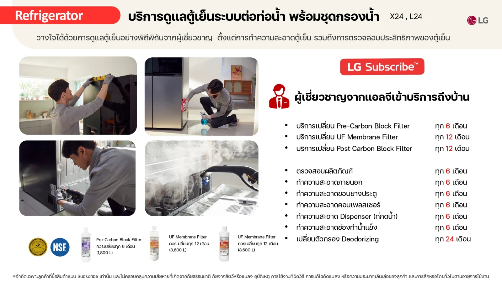 รอบบริการและสิ่งที่ได้รับตลอดสัญญาของ ตู้เย็น Multi-Door รุ่น X24FFCRB-X24FFCRB ขนาด 22.5 คิว ระบบ Smart Inverter Compressor